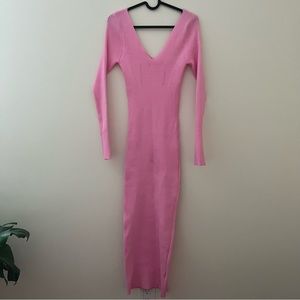 Barbiecore Long Sleeve Midi Dress